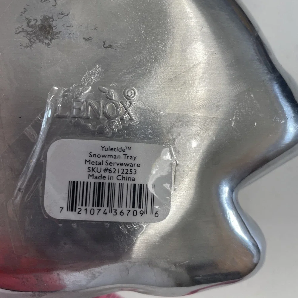 Lenox YULETIDE Metal Serveware SNOWMAN‎ Shape Tray #6212253